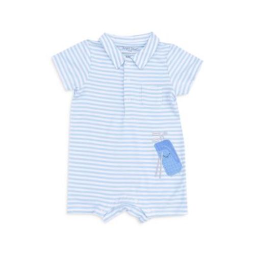 Boys' Golf Blue Stripe Applique Polo Bodysuit with Applique - Baby