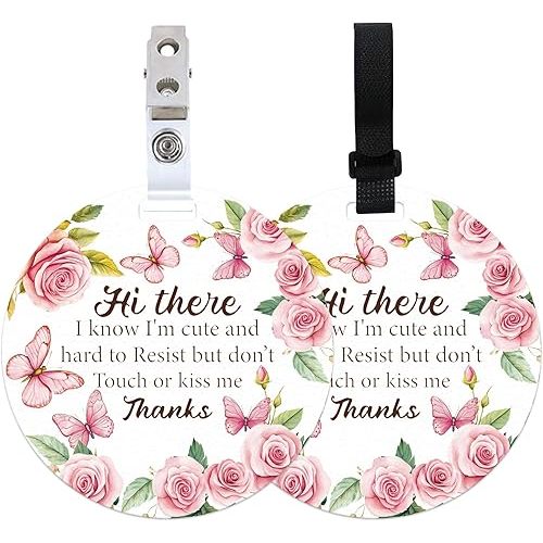 PLIGREAT 2 Pack Please Don't Touch or Kissing Baby Sign for Newborn Girl Boy Baby No Touching Reminder Signage for Babys Carrier Car Seat Stroller Hanging Sign Tag, Flowers Butterflies