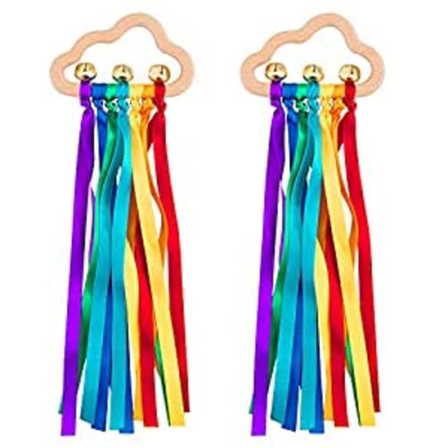 Amazon.com: Baby Sensory Ribbon Ring Toys - 2Pcs Rainbow Ribbon Rattle Natural Wooden Ribbon Ring Molar Wood Circle Newborn Teether Sensory Montessori Toy for 6-12 Month Babies Toddler : Toys & Games