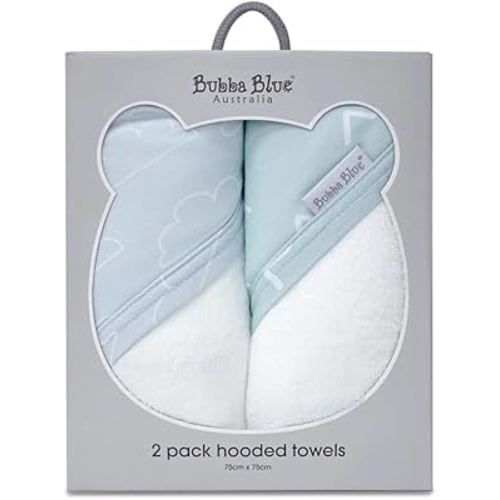 2PK Bubba Blue Bamboo 6.75x75cm Nordic Hooded Towel Baby 0-12m Dusty Sky/Mint : Amazon.com.au: Baby