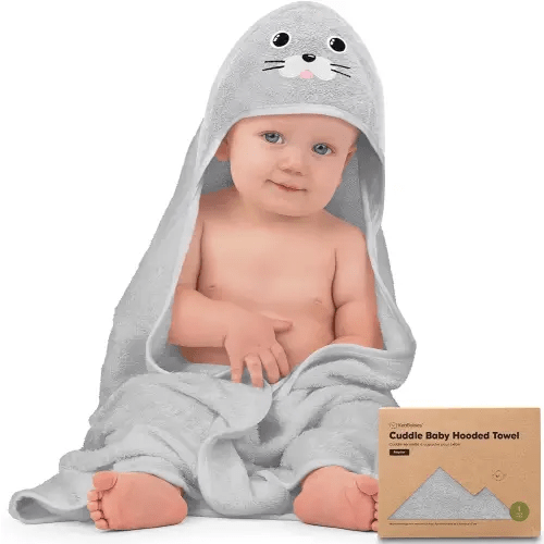 KeaBabies Baby Hooded Towel - Viscose from Bamboo Baby Towel Organic Bamboo Towel - Infant Towels - Large Hooded Towel - Baby Bath Towel with Hood for Girls, Babies, Newborn Boys, Toddler (Seal)