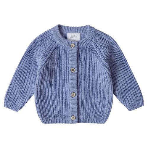 Stellou & Friends 100% Cotton Chunky Ribbed Knitted Cardigan For Boys & Girls Ages 0-6 Years