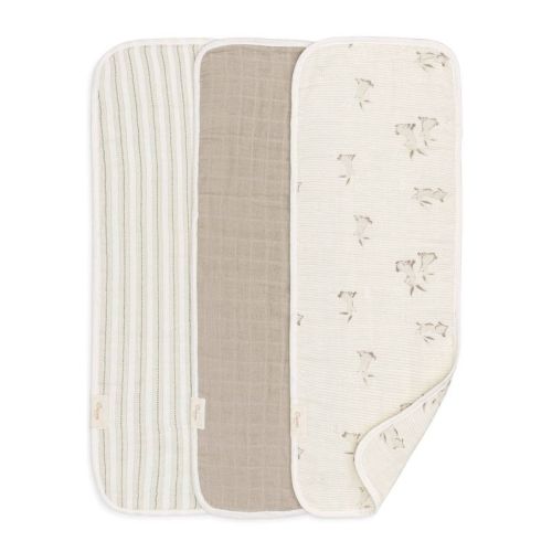 Crane Baby Organic Muslin Burp Cloth Set - Avery Bunny - 3pk