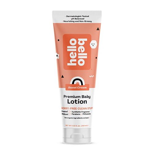 Hello Bello Premium Baby Lotion, Gentle Hypoallergenic Vegan Formula to Nourish and Moisturize, Sweet Cream Scent, 8.5 oz