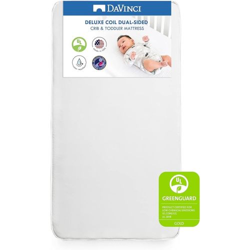 DaVinci Deluxe Coil Dual-sided Crib & Toddler Mattress, Extra firm, Waterproof, Greenguard Gold Certified