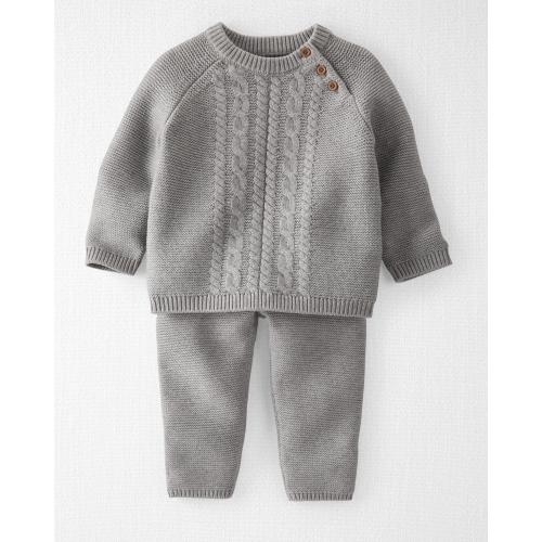 Carter's Little Planet Baby Organic Cotton Sweater Knit 2-Piece Set - 12M - Style,Gray Heather