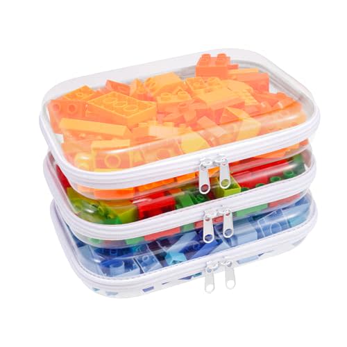 Clear Hard Shell Zipper Case,3PCS Transparent Clear Zipper Pouches,Hard Side Plastic Case Set,Portable Travel Storage Organizer Bins