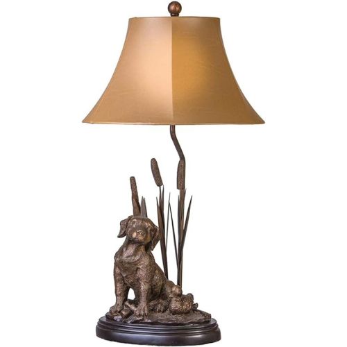 Vintage Direct 29.5" Antique Bronze Hunting Dog with Mallard & CATTAILS LAMP