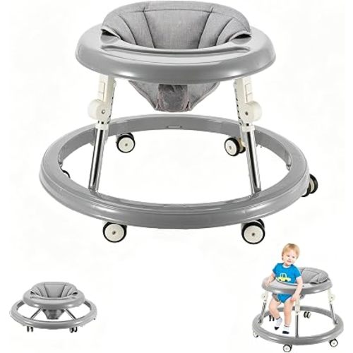 Folding Baby Walker,Height Adjustable Baby Walker for Babys 6-18 Months (Gray)