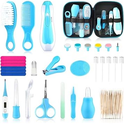 Baby Healthcare and Grooming Kit, Electric Safety Nail Trimmer Baby Nursery Set Newborn Nursery Health Care Set with Hair Brush Comb for Infant Toddlers Boys Girls Kids