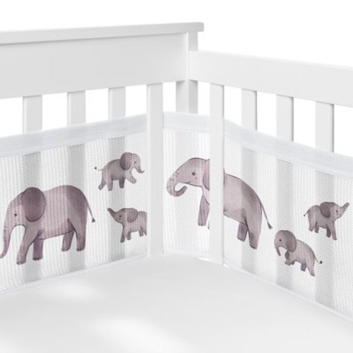 Sweet Jojo Designs + BreathableBaby Watercolor Elephants Boy, Girl, Unisex/Gender Neutral Breathable Mesh Crib Liner Pad