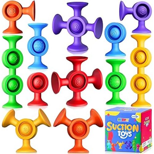 Suction Bath Toys for Kids: Suction Cup Toys for Toddlers Sensory Fidget Toys Bathtub Toys for Kids Ages 1-3 4-8 Airplane Travel Toys Baby Suction Toy for 1 2 3 4 5 6 7 8 Year Old Girl Boy Gifts