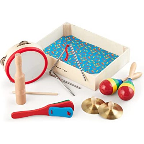 Melissa & Doug Band-in-a-Box Clap! Clang! Tap! - 10-Piece Musical Instrument Set - Kids Musical Instruments, Wooden Percussion Instruments For Toddlers And Kids Ages 3+