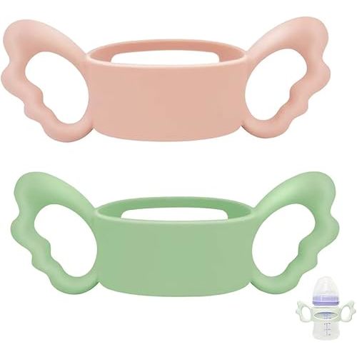 Silicone Bottle Handle Compatible with Lansinoh Baby Bottles for Baby Gripping, 2 Pack, 4m+