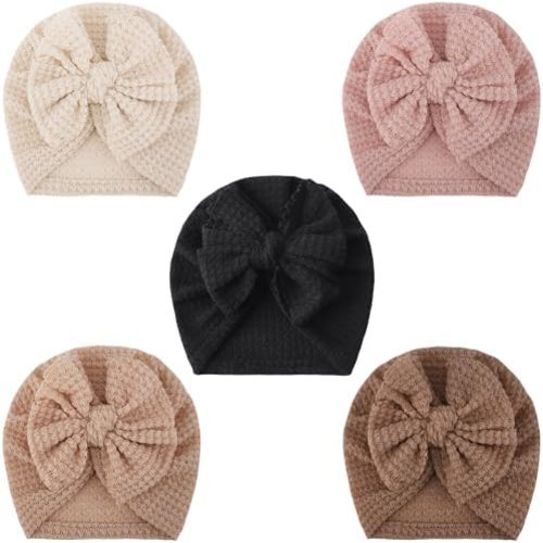 Newborn Baby Girl Hats Big Bow Knotted Headwrap Turban Hats Infant Toddler Soft Winter Beanie Cap for Boy Girl Kid