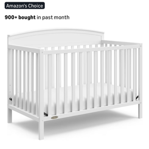 Graco Benton 5-in-1 Convertible Crib (White) – GREENGUARD Gold Certified, Converts from Baby Crib to Toddler Bed, Daybed and Full-Size Bed, Fits Standard Full-Size Crib Mattress