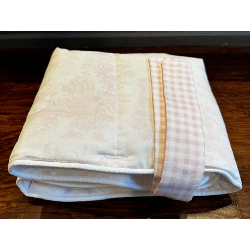 Light Pink Toile and Gingham Crib Rail Cover