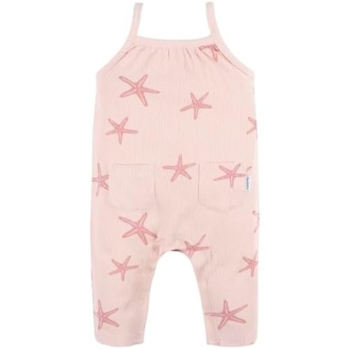 Gerber Baby Girls' Sleeveless Cotton Long-Leg Romper Jumpsuit