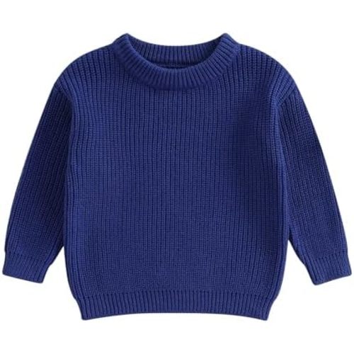 Karwuiio Toddler Baby Girl Boy Knit Sweater Round Neck Long Sleeve Pullover Sweatshirt Fall Winter Clothes