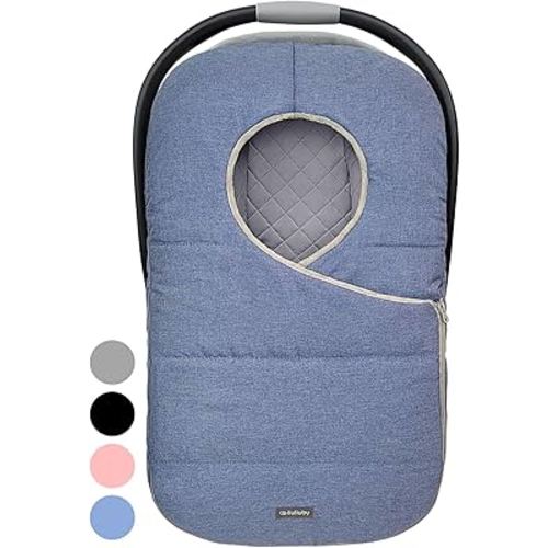 Winter Carseat Cover for Baby | Infant Car Seat Cover Baby | Doona Accessories | Winter Car Seat Canopy for Boys & Girls | New Born Essentials Must Haves for Cold Weather | Warm & Thick Fleece (Blue)
