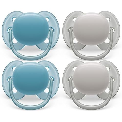 Philips Avent Ultra Soft Pacifier - 4 x Soft and Flexible Baby Pacifiers for Babies Aged 6-18 Months, BPA Free with Sterilizer Carry Case, SCF091/27