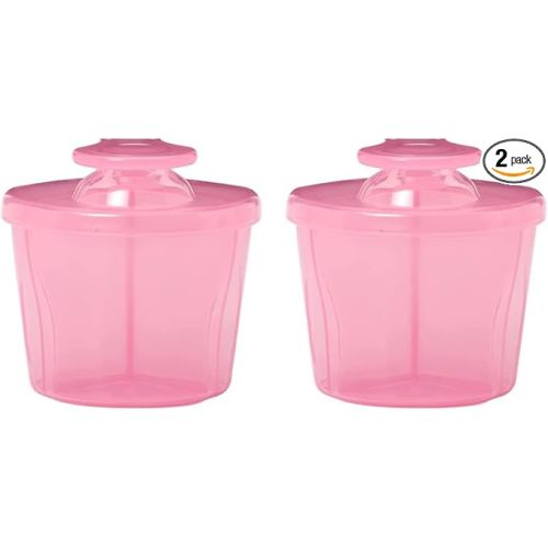 Dr. Brown's Baby Formula Dispenser with Snap-On Lid for On-The-Go Feedings,Milk Powder Dispenser for Traveling with Infant,Pink Pack of 2