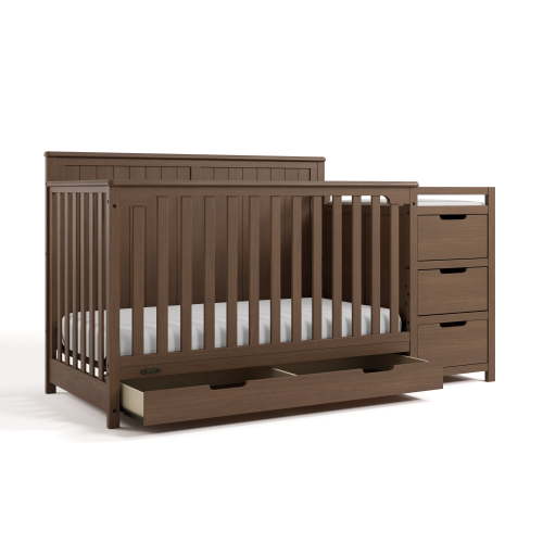 Graco Hadley 5-in-1 Convertible Crib and Changer with Drawer, Hazelnut