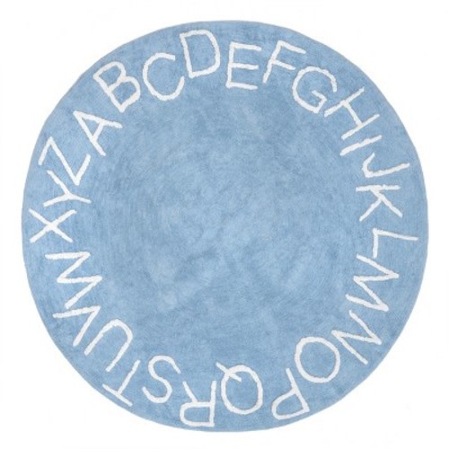 nuLOOM Kids Washable Round Alphabet Rug, Color: Light blue, Size: round 6'