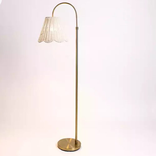 Gold Arched Floor Lamp with White Rattan Shade | Kirklands Home