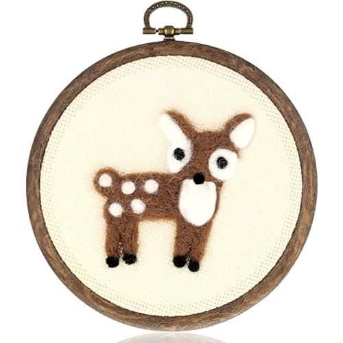 Chunful Felted Nursery Wall Decor Cute Animals Wall Art Decorative Artwork for Nursery Themes Bathroom Living Room Classroom Home Decoration(Deer)