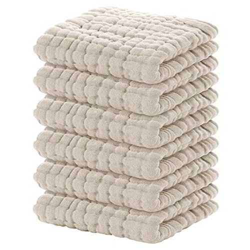 Yoofoss Muslin Baby Washcloths 100% Organic Cotton Face Towels 6 Pack Wash Cloths for Baby 12x12in Soft and Absorbent Baby Wipes (Gradient Pink)