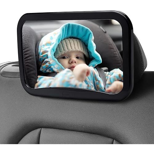 Amazon Basics Baby Car Seat Safety Mirror for Rear Facing Infant with Shatterproof Adjustable View