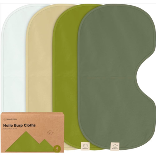 KeaBabies 4-Pack Baby Burp Cloths Baby Girl, Boy - Organic Cotton Burp Cloth, Extra Large, Absorbent, Soft Burping Cloths & Bibs Set for Babies, Newborn Burp Clothes, Thick Burp Rags (Palms)