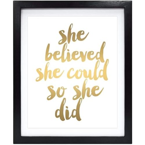 Susie Arts 8X10 Unframed She Believed She Could So She Did Gold Foil Quote Art Print Home Decor Girl Wall Art Nursery Decor Motivational Art Inspirational Print V158