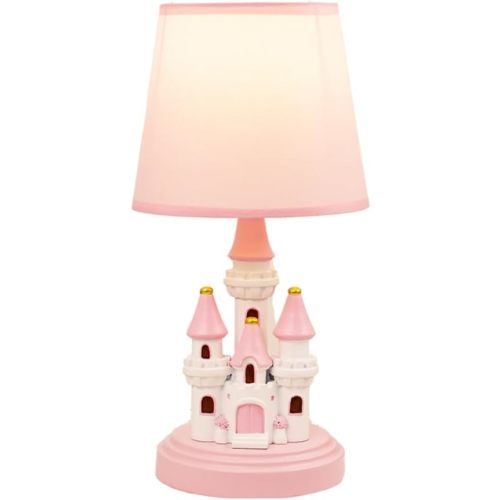 Ecliptix Kids Table Lamp, Adorable 14 Inch Castle Style Kids Desk Lamp, Pink Bedside Lamp Ideal for Girls Bedroom Decor, Includes LED Bulb