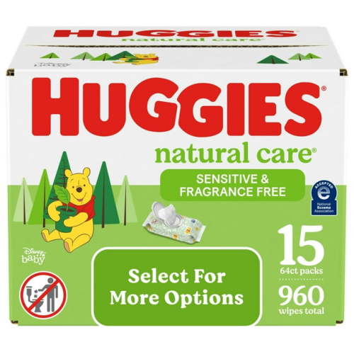 Huggies Natural Care Sensitive Baby Wipes, Unscented, 15 Pack, 960 Total Ct(Select for More Options)