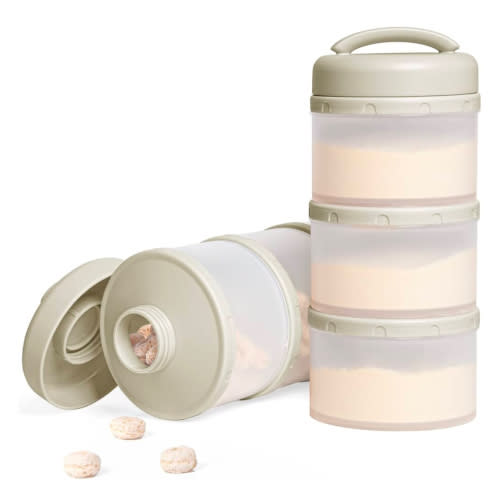 Termichy Stackable Formula Dispenser Portable Milk Powder Container, 2 Pack, Warm Grey