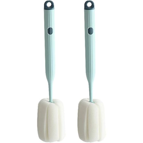 Bottle Soft Brush -2Pcs Sponge Bottle Brush Soft and Easy to Clean, Baby Bottle Sponge Brush Can Effectively Remove The Stain Residue On The Bottom of The Cup(Blue)
