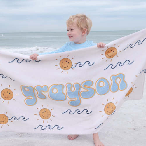 Sun's Out Personalized Kids Beach Towel