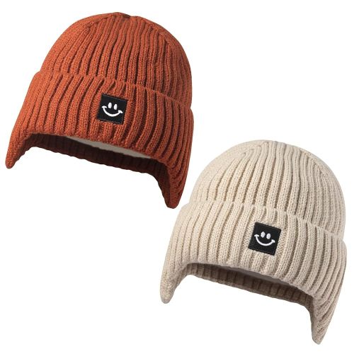 MaxNova 2 Pack Baby Beanie Toddler Winter Hat with Earflap for Girls Boys 0-8 Years