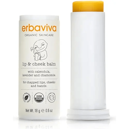 Erbaviva Organic Lip & Cheek Balm – Moisturizing Stick for Baby & Adults | USDA Organic, Shea Butter & Calendula for Dry, Chapped Skin | Lip, Cheek & Hand Protection