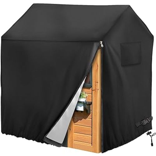Playhouse cover, Outdoor wooden kids playhouse covers, 57" L x 57" W x 63" H, Waterproof, Sun Protection dust, Easy to put on with side zipper, 640D Heavy duty oxford fabric, (Black)