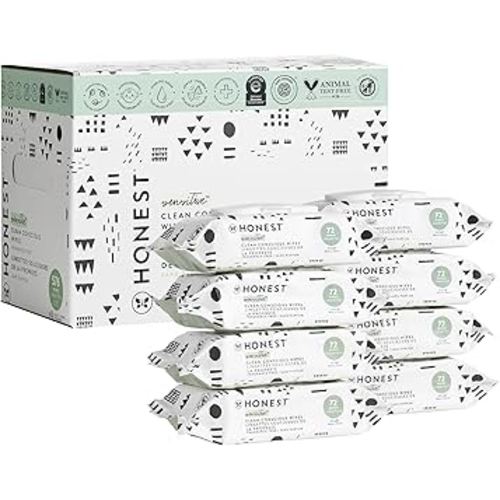 The Honest Company Clean Conscious Unscented Wipes | Over 99% Water, Compostable, Plant-Based, Baby Wipes | Hypoallergenic for Sensitive Skin, EWG Verified | Pattern Play, 576 Count
