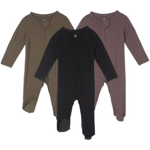 DEFAHN 3Pcs Viscose from Bamboo Baby Footless Pajamas with Mittens Double Zipper Jumpsuit Long Sleeve Jumpsuit 0-24Month