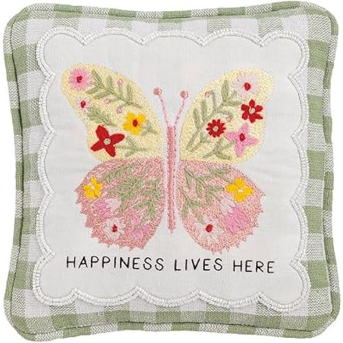 Mud Pie Front Embellished Happiness Pillow
