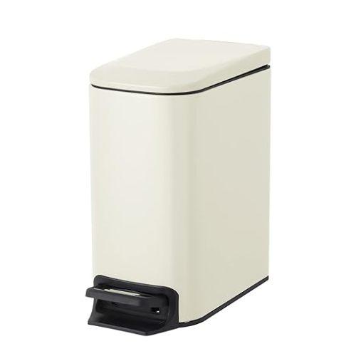 Cesun Small Bathroom Trash Can with Lid Soft Close, Step Pedal, 6 Liter / 1.6 Gallon Stainless Steel Garbage Can with Removable Inner Bucket, Anti-Fingerprint Finish (Creamy White)