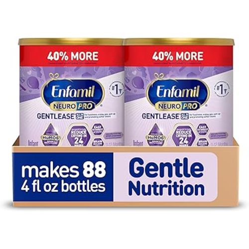 Enfamil NeuroPro Gentlease Baby Formula, Brain Building DHA, HuMO6 Immune Blend, Designed to Reduce Fussiness, Crying, Gas & Spit-up in 24 Hrs, Gentle Infant Formula Powder, Baby Milk, 27.4 Oz Can