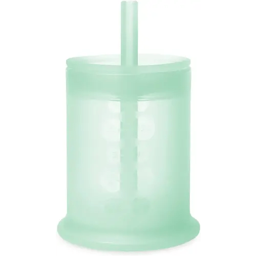 Olababy Silicone Training Cup with Straw Lid |Water Drinking Cup For Babies | 6+ Mo Infant To 12-18 Months Toddler | Sippy Cup For Kids & Smoothie Cup | Baby Led Weaning Supplies & Baby Shower Gifts