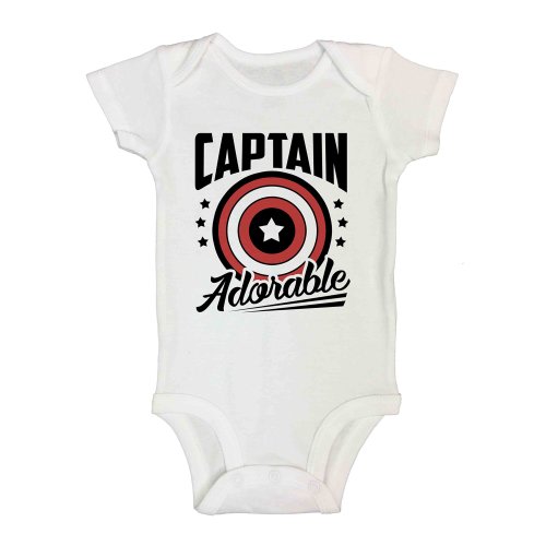 Cute Super Hero Neworn Bodysuit Captain Adorable - Little Royaltee Trendy Kids Shirts 0-Newborn, White