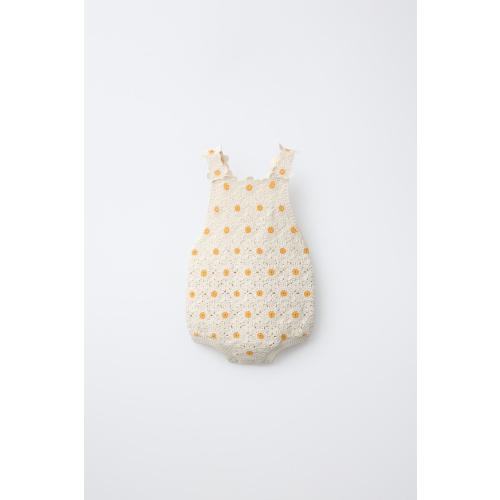PLAIN CROCHET DAISY ROMPER - Ecru | ZARA 3-6M